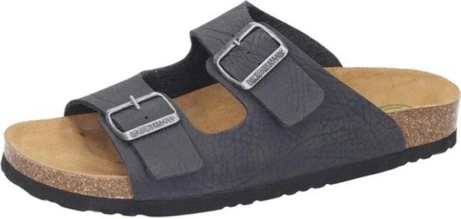 Comfortabele Heren Pantoffels Zwart met Leren Voetbed Zachte Poolslippers