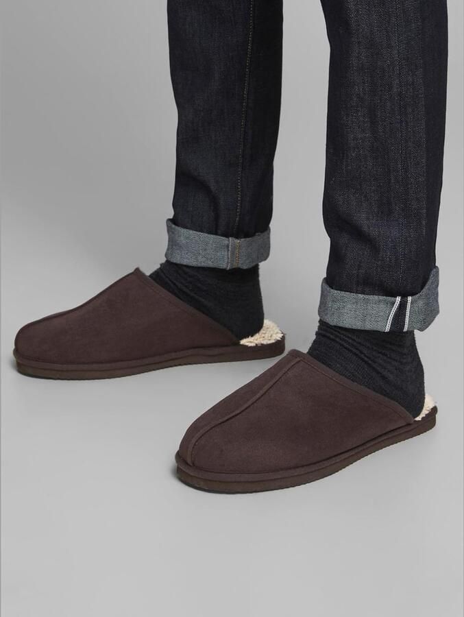 Comfortabele Heren Slippers Beige Java Microvezel met Warme Teddy Voering