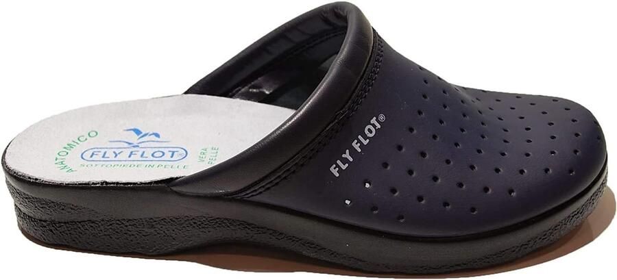 Comfortabele Heren Slippers Blauw Wit Leer
