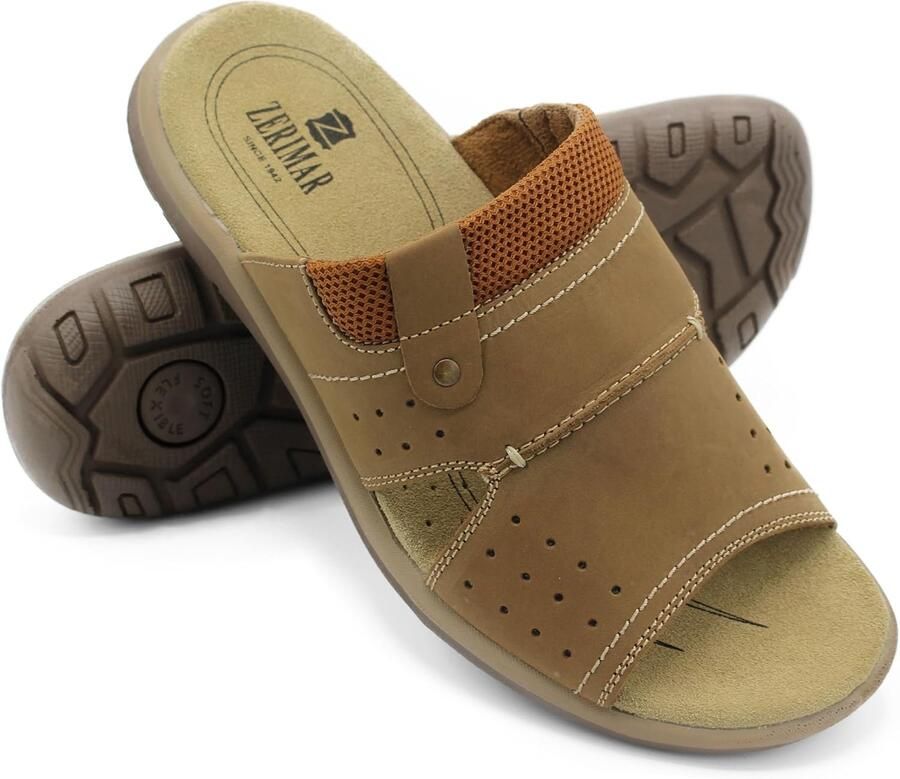 Comfortabele Heren Slippers Leer Slip-On Antislip