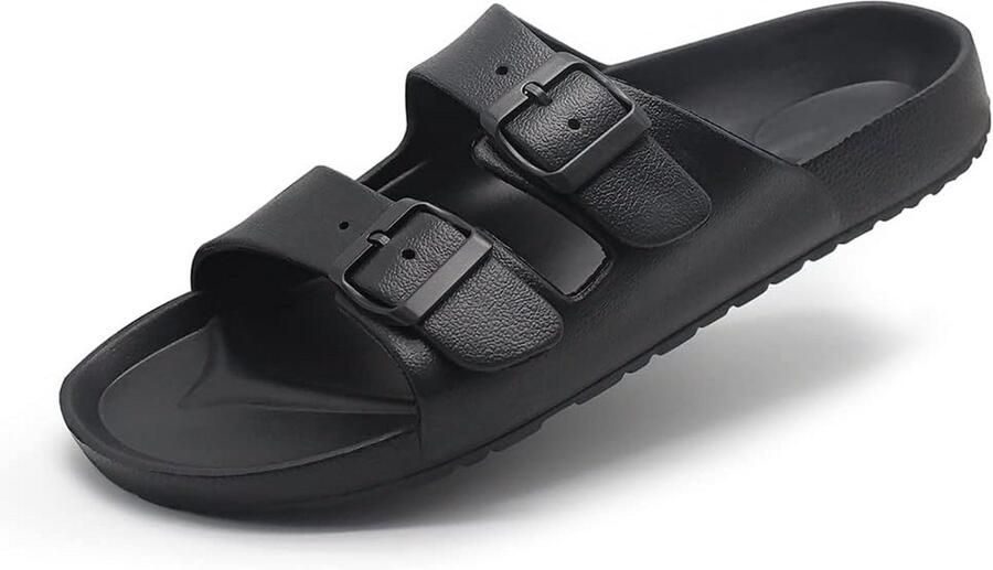 Comfortabele Heren Slippers met Dubbele Verstelbare Gesp Lichte EVA Sandalen voor Binnen en Buiten