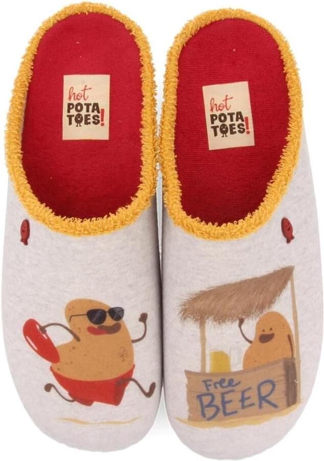 Comfortabele Heren Slippers met 'Free Beer' Opdruk en Uitneembaar Voetbed