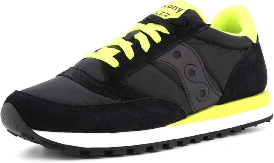 Comfortabele Heren Sneakers in Zwart en Fluogeel Suède Lichtgewicht Sportieve Stijl