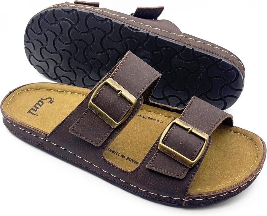 Comfortabele Heren Sandalen met Verstelbare Dubbele Gesp Antislip Voetbed