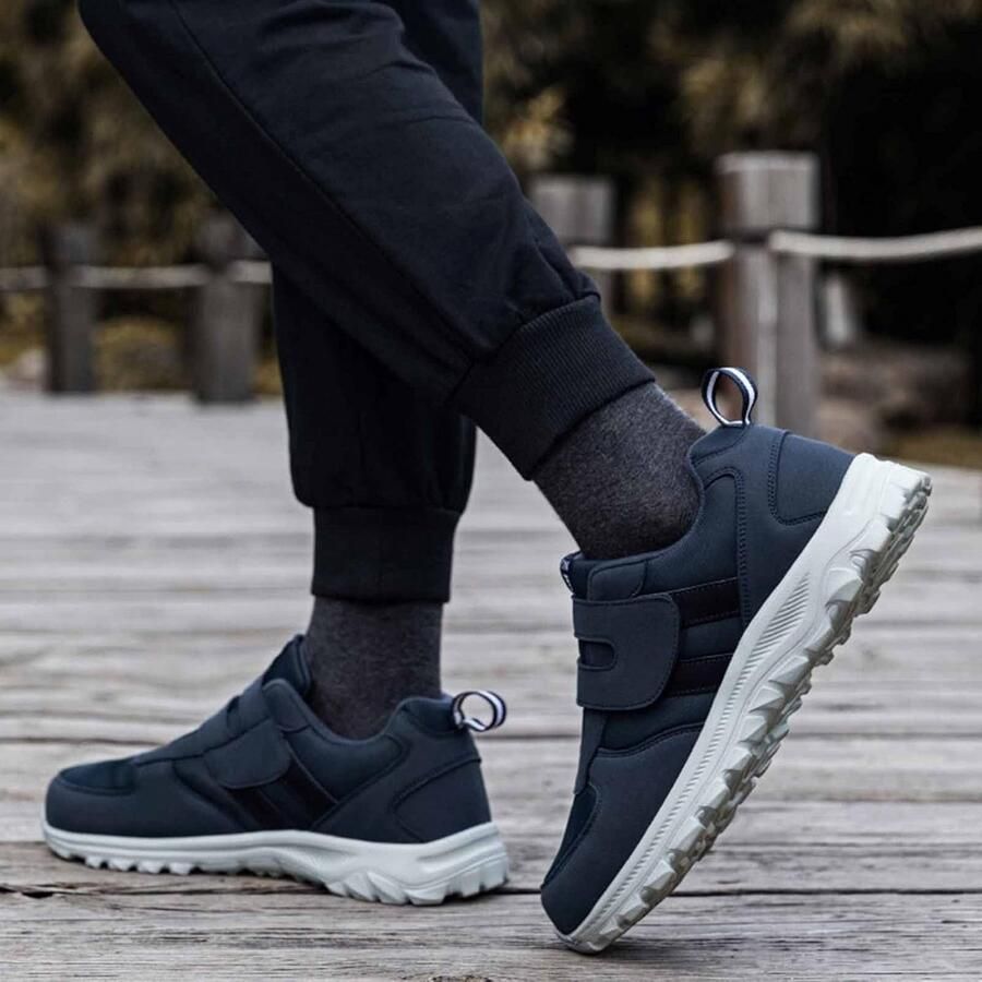 Comfortabele Herensneakers met Klittenband Rode Lichte Wandelschoenen