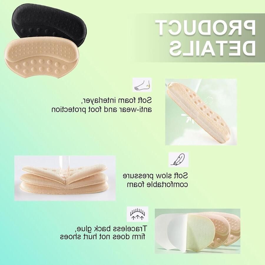 Comfortabele hielpads tegen blaren en wrijving 8 paar zelfklevende hielhouders voor schoenen