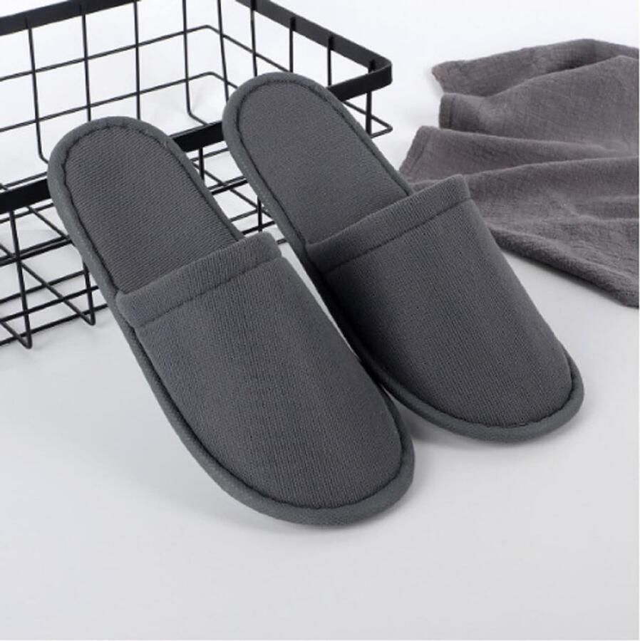 Comfortabele Hotel Slippers Set voor Gasten 4 Paar Badslippers voor nen en Universele Maat Ideaal voor Hotels en Kantoorgebruik (Grijs)