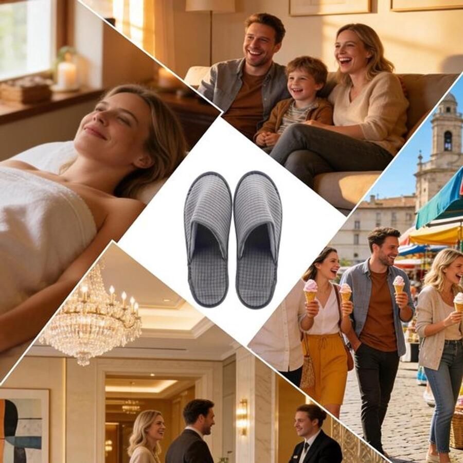 Comfortabele hotelpantoffels voor gasten Dikke antislip jacquard-badstof slippers voor en zachte en duurzame badstof slippers in grijs perfect voor hotels en wellnesscentra