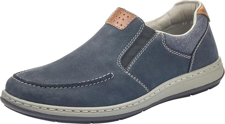 Comfortabele Instapschoenen Heren Blauw Leer Extra Breed
