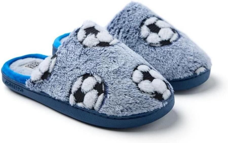 Comfortabele jongens pantoffels met vrolijk dessin en antislipzool