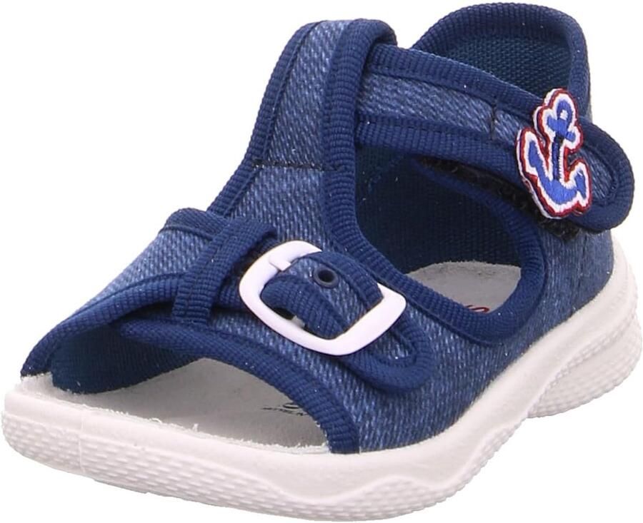 Comfortabele jongens pantoffels met klittenband blauw