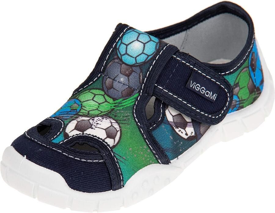 Comfortabele Jongens Pantoffels met Klittenband Groen Multi