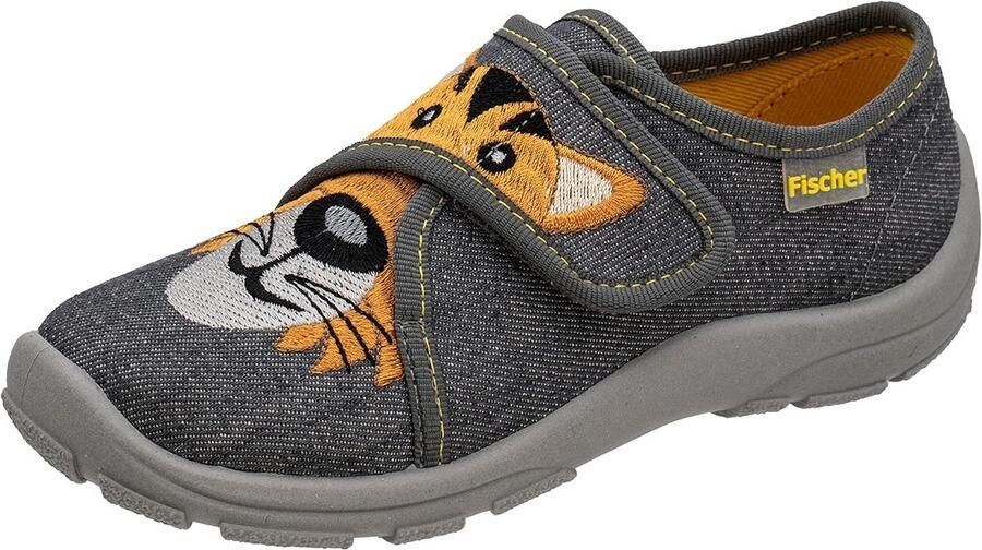 Comfortabele Jongens Sloffen met Klittenband en Tijgerprint Huis- en Snoezelschoenen