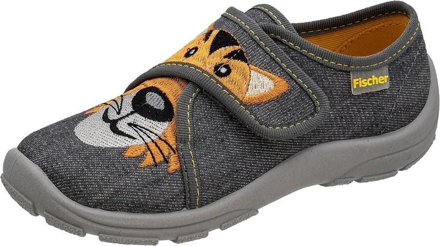 Comfortabele Jongens Sloffen met Klittenband en Tijgerprint Huis- en Snoezelschoenen