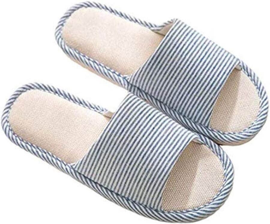 Comfortabele Katoen & Vlas Slippers Met Open Teen Zacht Ade d en Antislip voor Huis & Buiten