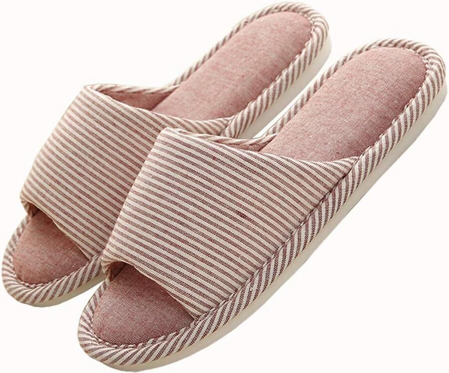 Comfortabele Katoen Vlas Slippers met Antislip voor en