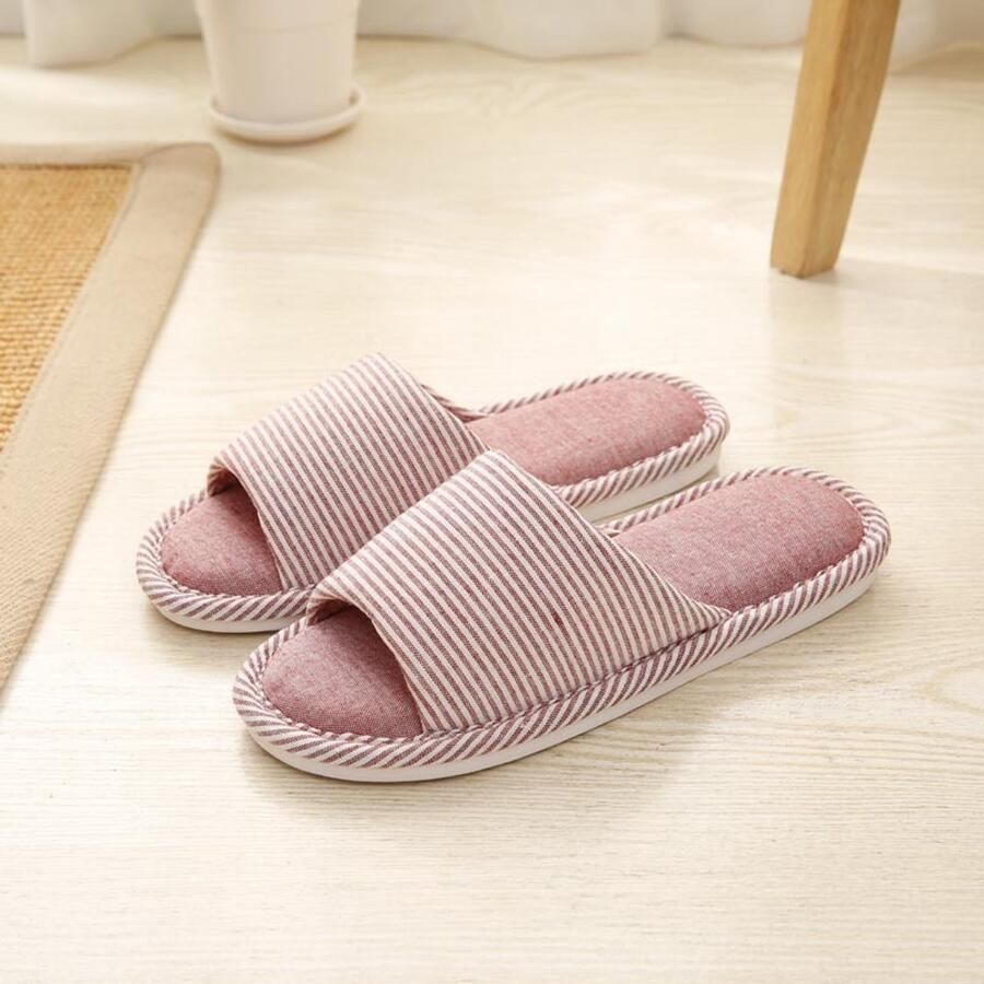 Comfortabele katoenen linnen pantoffels voor en ade de binnenschoenen met antislip rubberen zool lichtgewicht antislip sandalen voor slaapkamer en woonkamer Stijl 1 [Aanbevolen voor ]