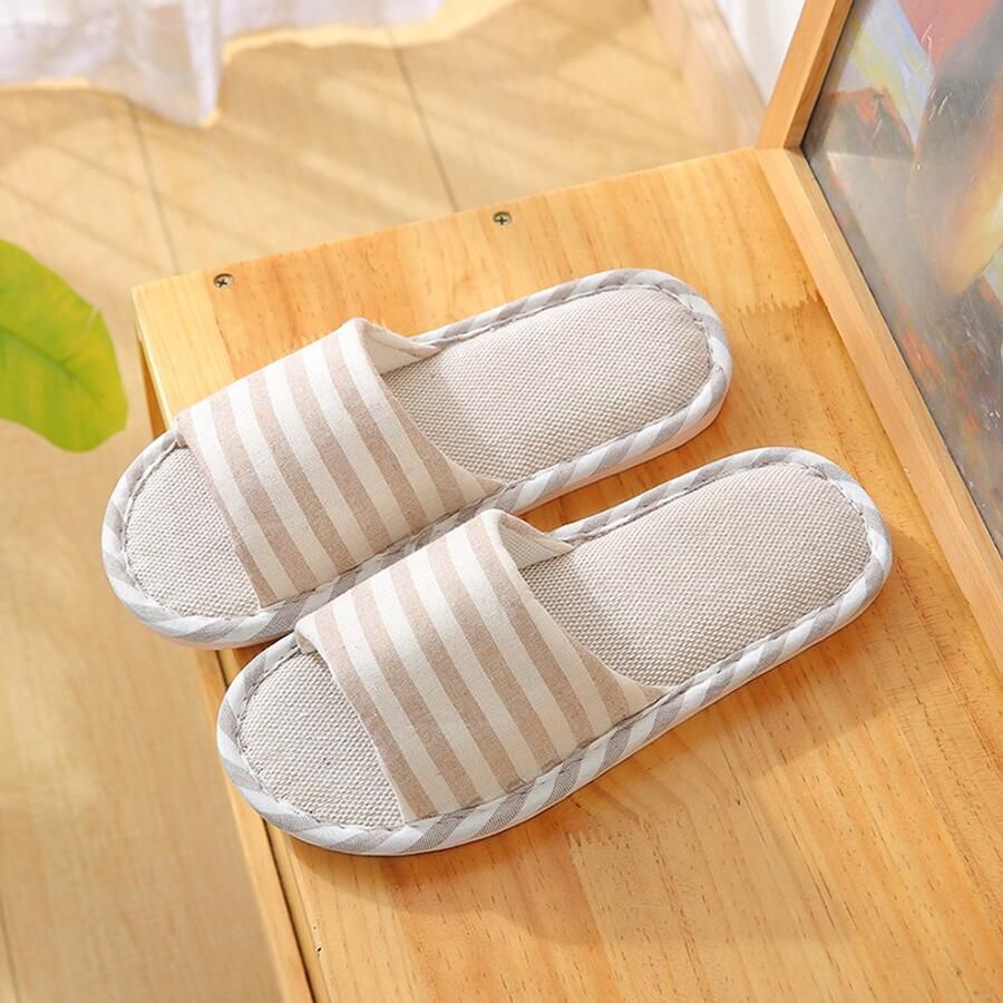 Comfortabele katoenen linnen pantoffels voor en ade de binnenschoenen met antislip rubberen zool lichtgewicht antislip sandalen voor slaapkamer en woonkamer Stijl 6 [Aanbevolen voor voet ]