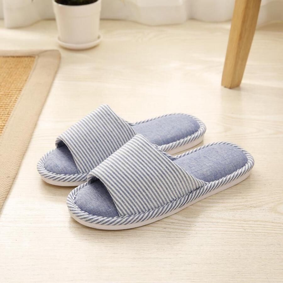 Comfortabele katoenen linnen pantoffels voor en ade de binnenschoenen met antislip rubberen zool lichtgewicht antislip sandalen voor slaapkamer en woonkamer Stijl 2 [Aanbevolen voor ]