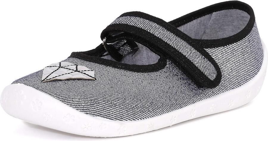 Comfortabele Kinder Pantoffels Meisjes met Klittenband Ademend Katoen & Leren Zool