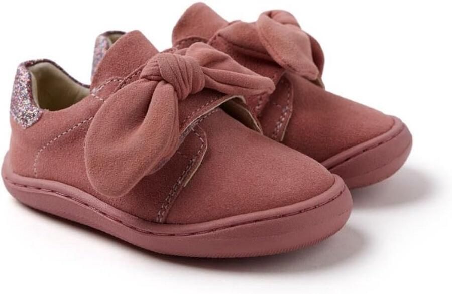 Comfortabele Kindersneakers Meisjes Leer met Strik en Glitterdetails