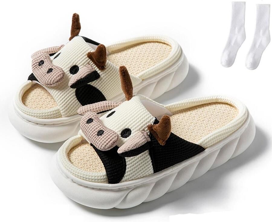 Comfortabele Koe Slaaphuis Slippers en Linnen Zomer & Herfst Pantoffels