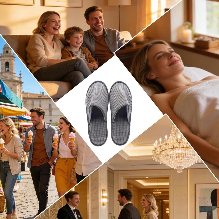 Comfortabele Koraal Fleece Slippers met Antislip Zolen Wasbare Spa Slippers voor Thuis Badkamer en Hotelgebruik 10 Paar van 29x