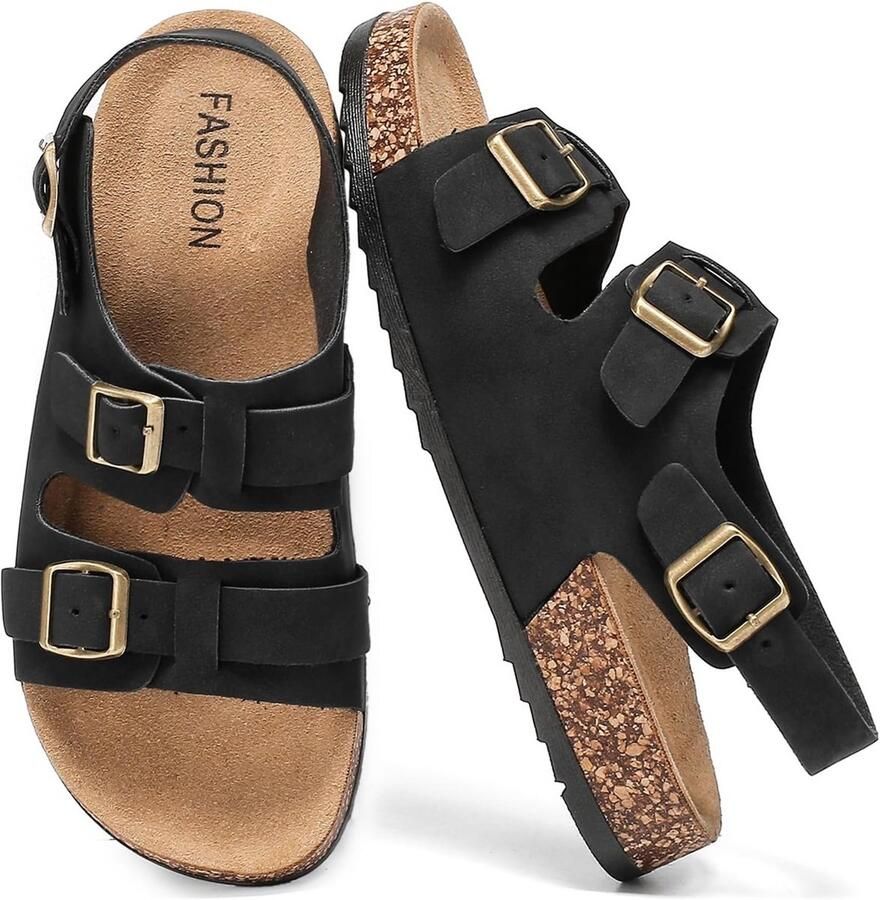 Comfortabele Kurk Voetbed Sandalen en met Verstelbare Band Zomer