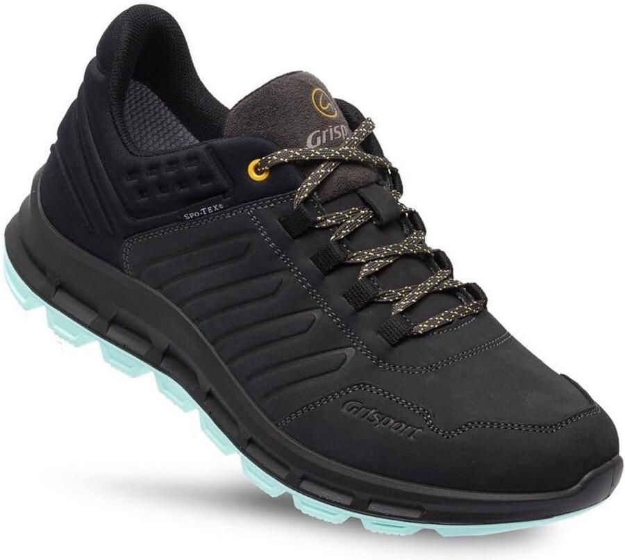 Comfortabele Lage Wandelschoenen Dames Zwart Mint Leer Lichtgewicht