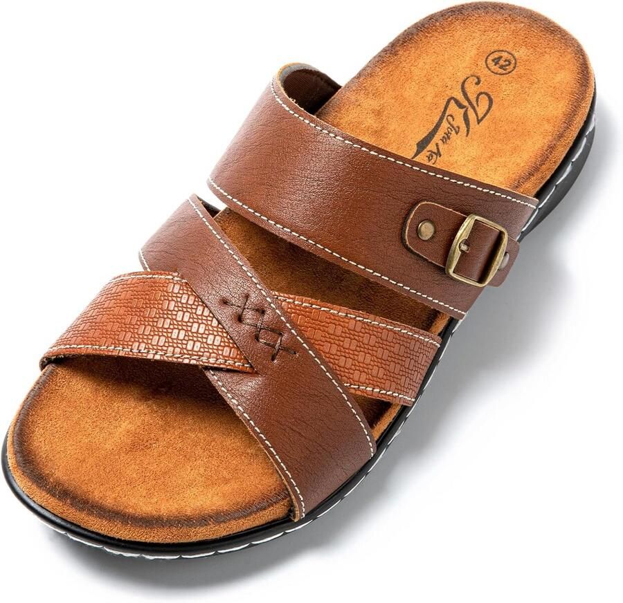 Comfortabele Lederen Herenslippers Zomer Muiltjes Antislip Lichtgewicht