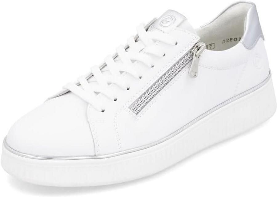 Comfortabele Leren Dames Sneakers Laag met Rits en Veters