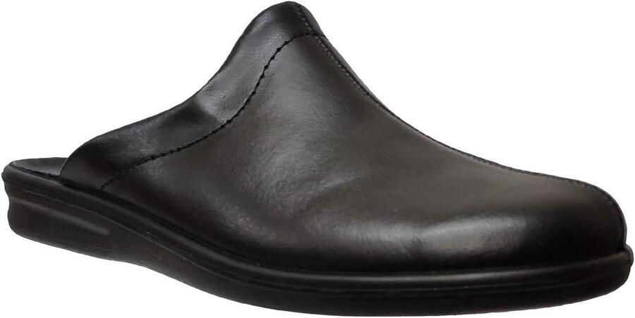 Comfortabele Leren Heren Pantoffels Zwart Makkelijk Aan- en Uittrekken