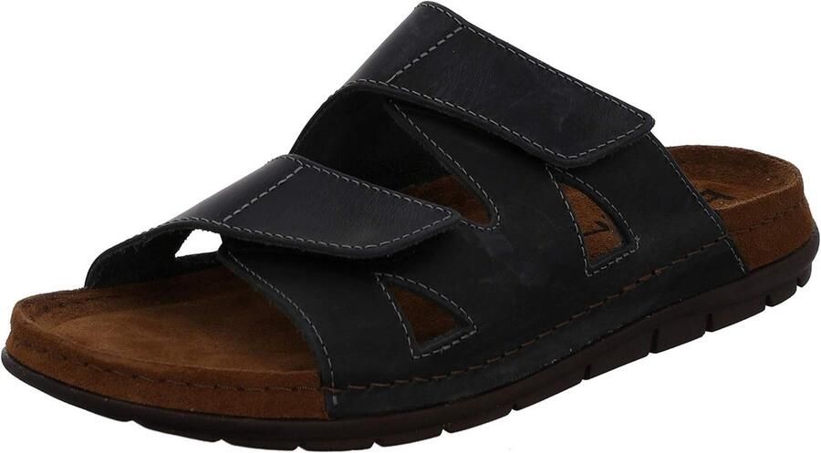 Comfortabele Heren Muiltjes van Leer met Traagschuim Voetbed Verstelbare Bandjes