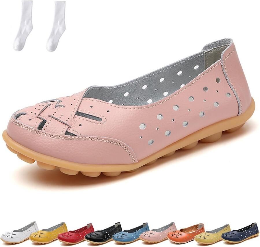 Comfortabele Leren Instappers voor Dames met Platte Zool