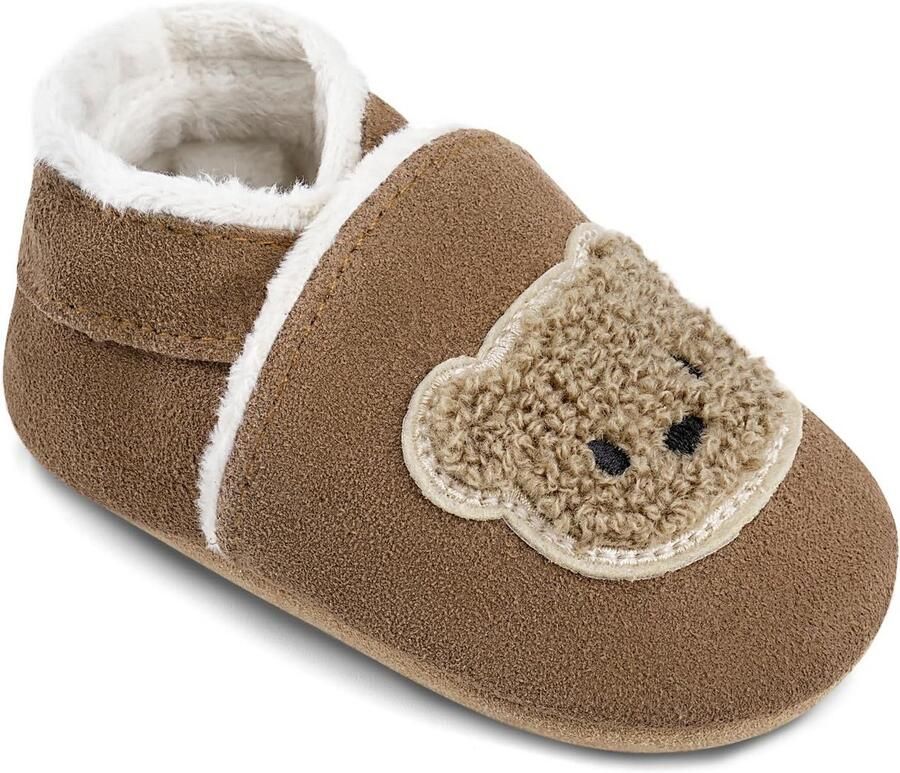 Comfortabele Leren Kinderschoenen met Warme Voering voor Winter en Binnen