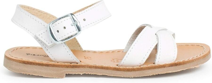 Comfortabele Leren Meisjessandalen Met Kruisbandjes In Blauw Wit Roze & Zandkleur