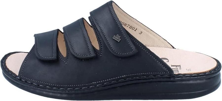 Comfortabele Leren Muiltjes Zwart met Klittenband Geschikt voor Stevige Voeten en Steunzolen