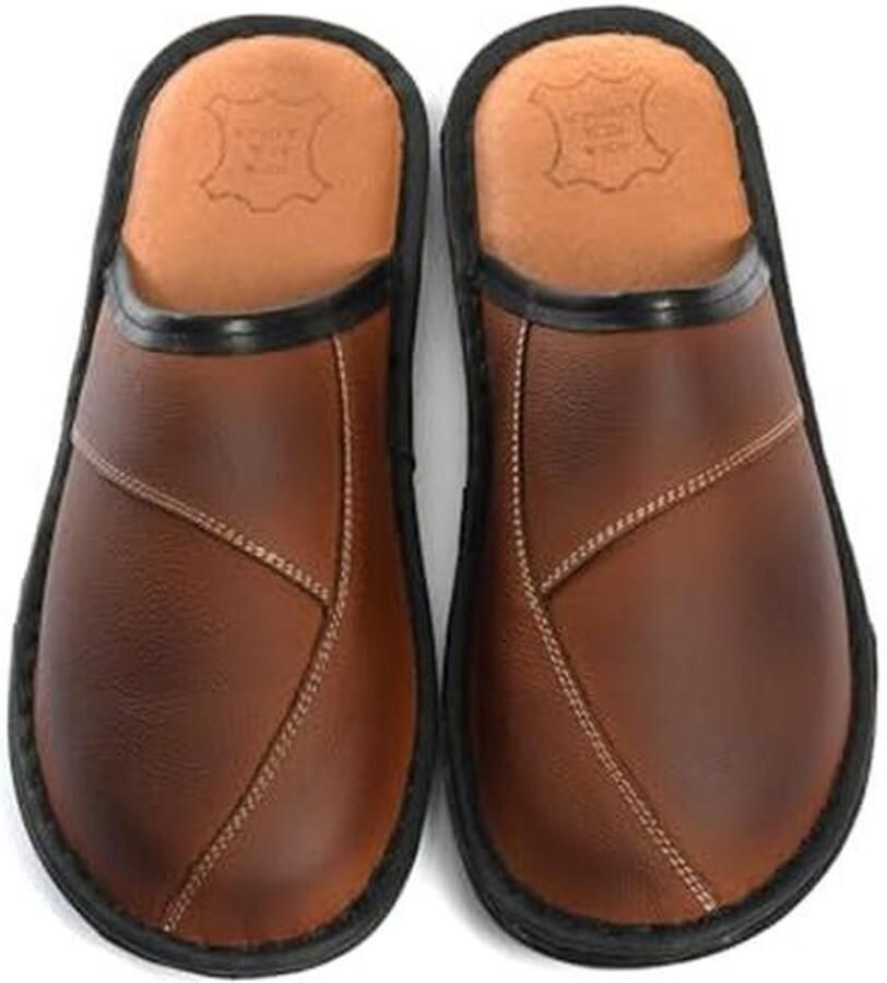 Comfortabele leren pantoffels voor heren met antislipzool handgemaakt