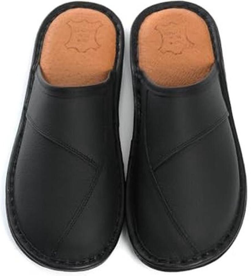 Heren leren slippers met antislipzool comfortabele en robuuste handgemaakt