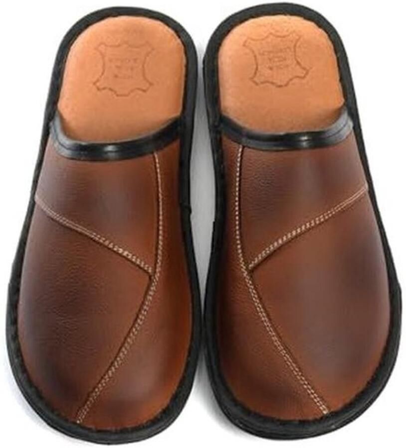 Comfortabele leren pantoffels voor heren met antislipzool handgemaakt