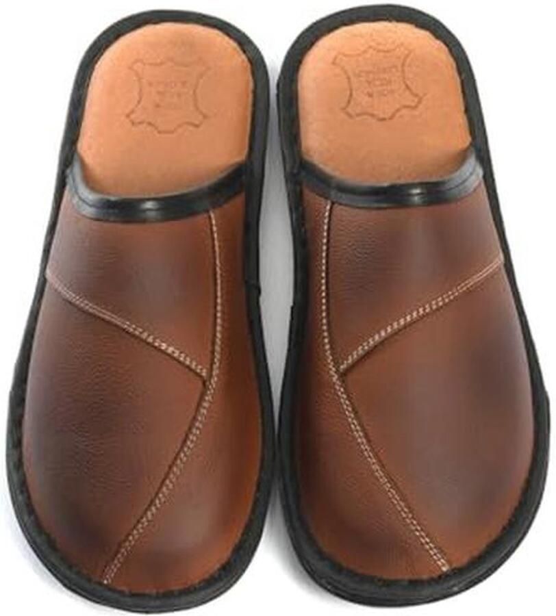 Comfortabele leren pantoffels voor heren met antislipzool handgemaakt in