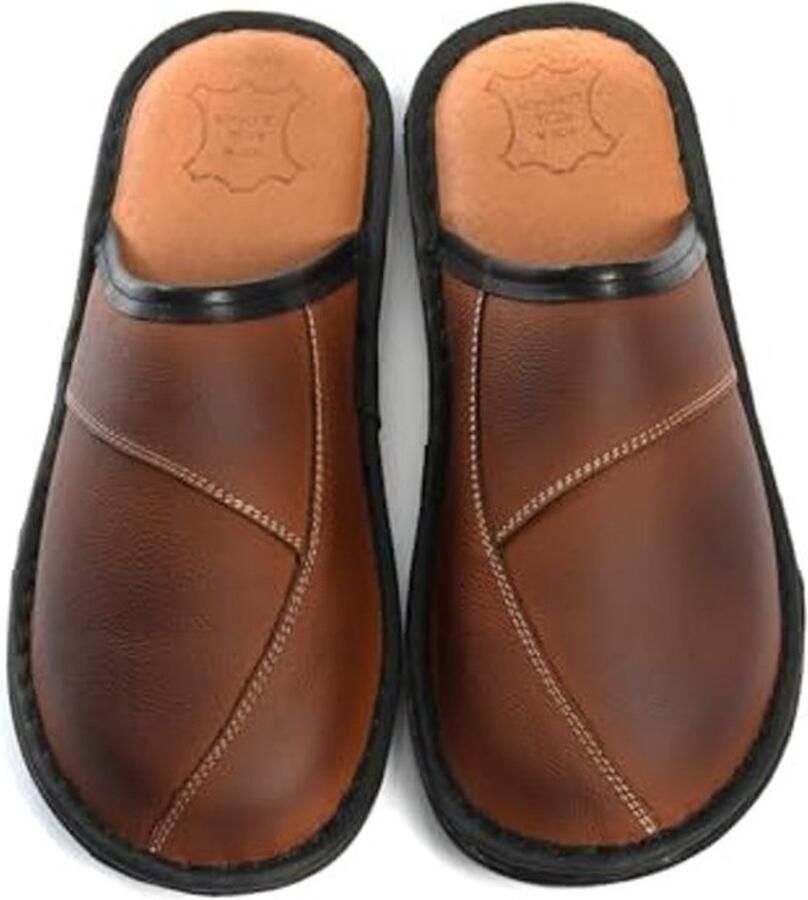 Comfortabele leren pantoffels voor heren met antislipzool handgemaakt in