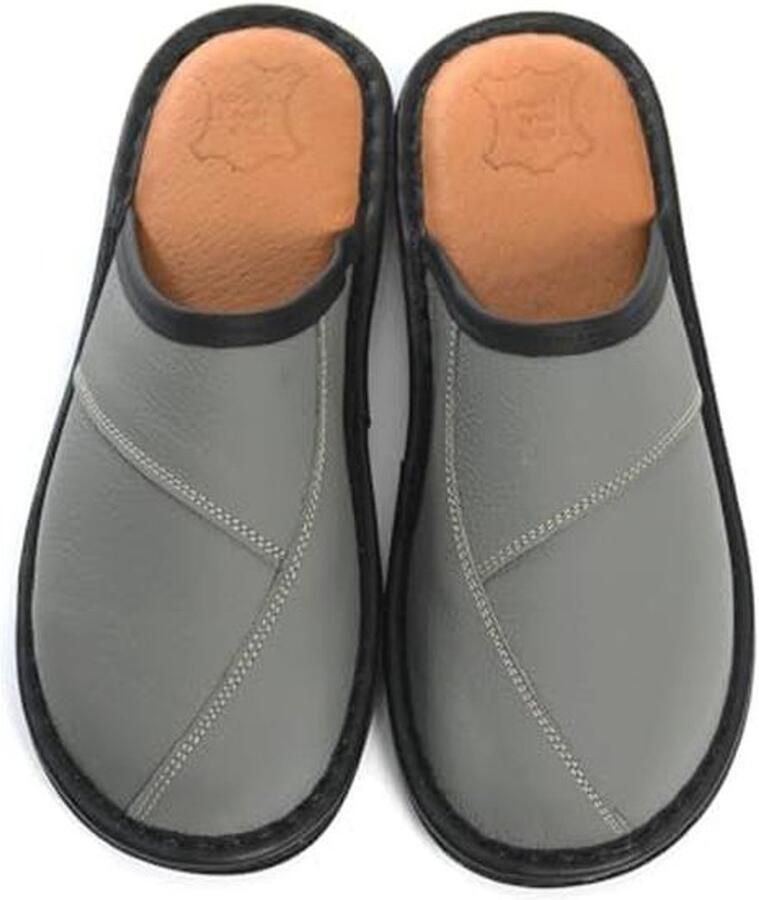 Comfortabele Leren Pantoffels voor Heren met Antislipzool