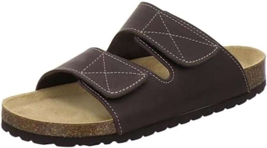 Comfortabele leren pantoffels voor heren met klittenbandsluiting