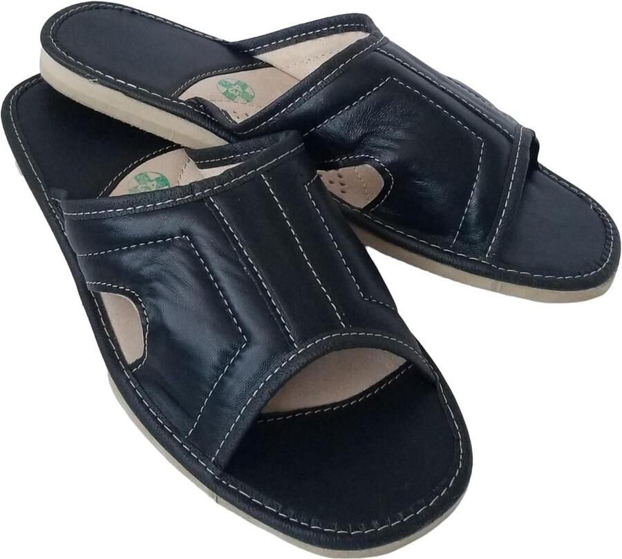 Comfortabele Leren Pantoffels voor Heren met Open Teen