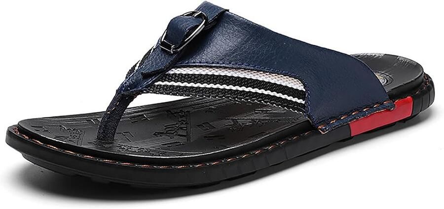 Comfortabele Leren Slippers Heren Zomer Sandalen voor Strand en Zwembad Antislip