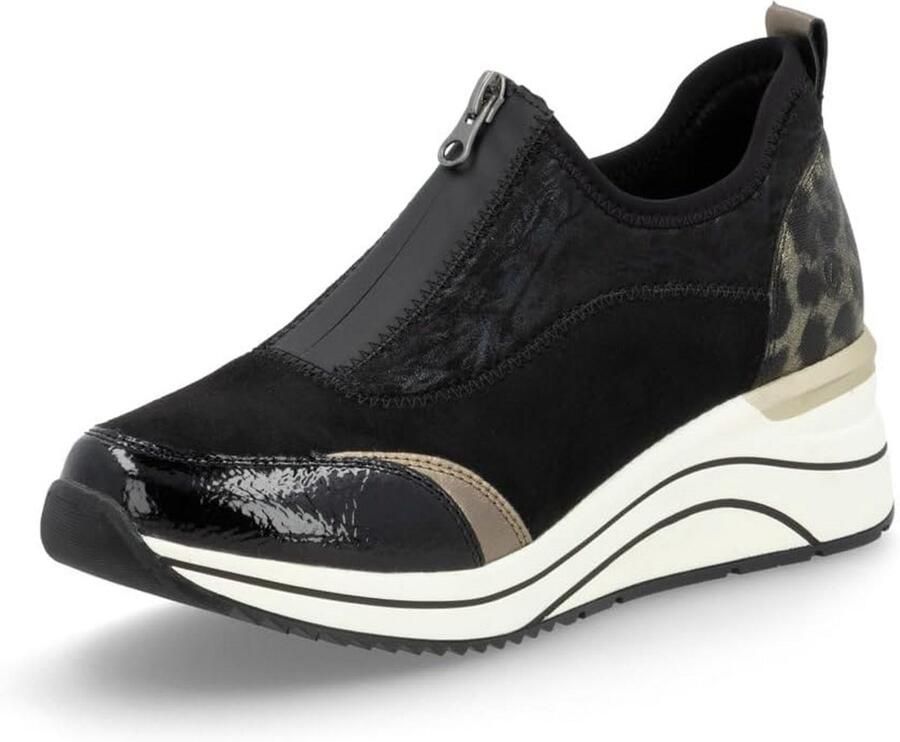 Comfortabele Leren Veterschoenen Dames Zwart Lage Sneaker