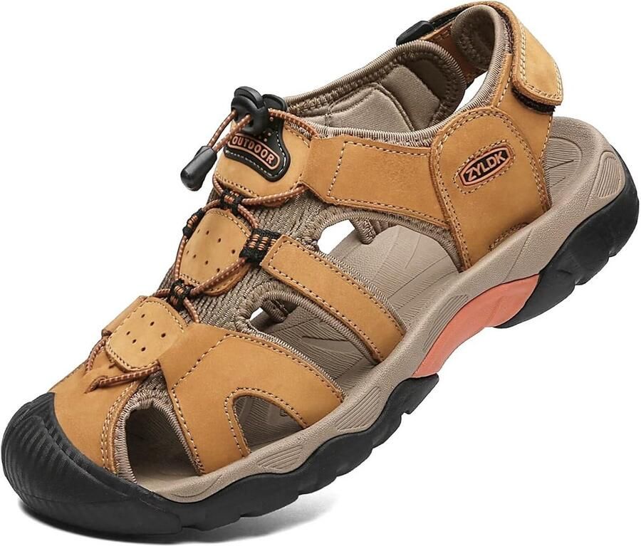 Comfortabele leren wandelsandalen voor heren met snelsluiting Outdoor & strand