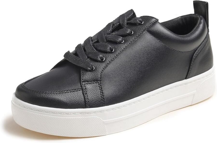 Comfortabele Lichtgewicht Platform Sneakers Dames Vegan Leer Casual Wandelschoenen met Veters