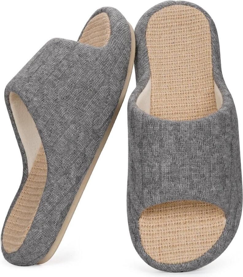 Comfortabele Linnen Pantoffels Dames Antislip Huishoudschoenen met Memory Foam